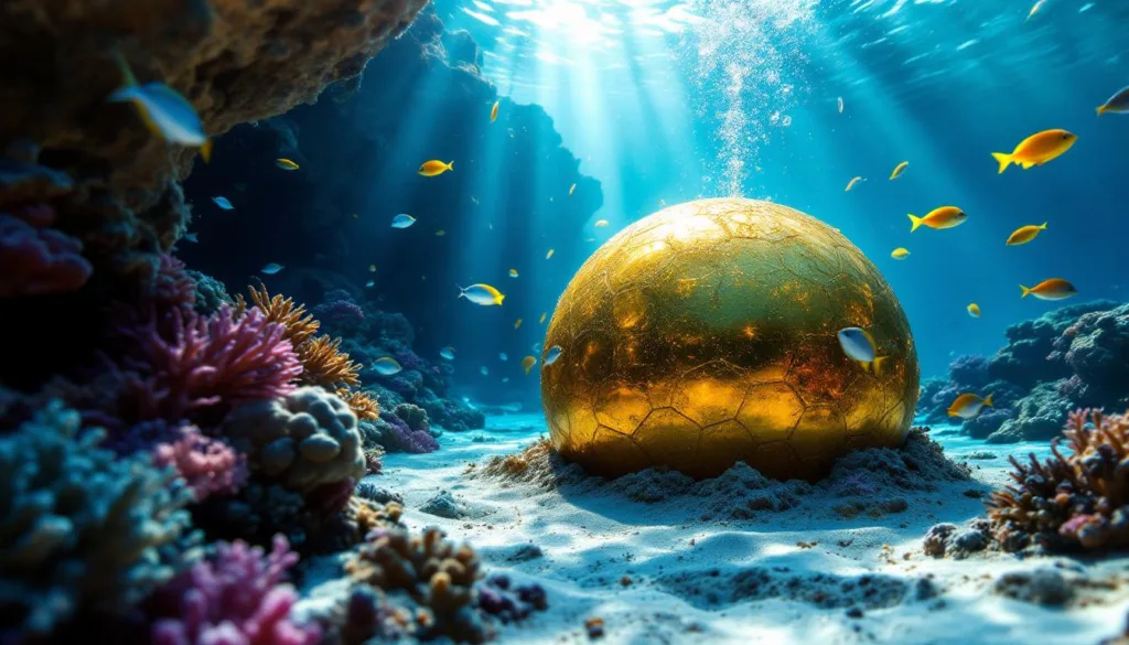 ich tauchte zum goldenen ball am meeresgrund und entdeckte ein schockierendes geheimnis. erleben sie dieses spannende abenteuer unter wasser!
